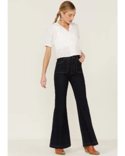 Rolla's Women's Eastcoast Dark Wash High Rise Flare Jeans -Ariat || Wrangler || FREE PEOPLE Sales Store 2000362518 401 P1