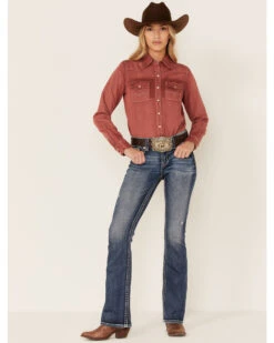 Kimes Ranch Women's Kaycee Denim Long Sleeve Pearl Snap Western Core Shirt -Ariat || Wrangler || FREE PEOPLE Sales Store 2000363655 600 P4
