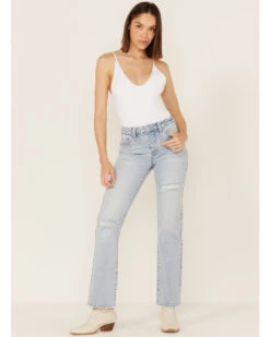 Cleo + Wolf Women's Light Wash High Rise Distressed Straight Jeans -Ariat || Wrangler || FREE PEOPLE Sales Store 2000364985 400 P1