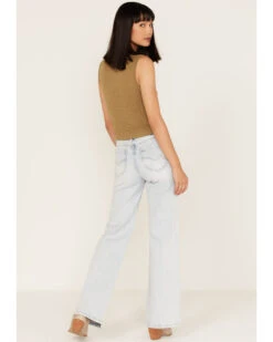 Cleo + Wolf Women's Light Wash High Rise Distressed Knee Flare Jeans -Ariat || Wrangler || FREE PEOPLE Sales Store 2000364990 400 P3