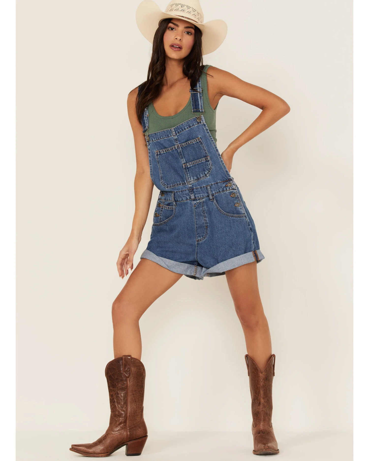 Free People Women's Ziggy Shortalls 3 Free People Women's Ziggy Shortalls - Image 3