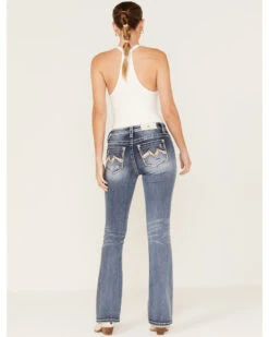 Miss Me Women's Ombre Embroidered Sequin Medium Wash Stretch Bootcut Jeans -Ariat || Wrangler || FREE PEOPLE Sales Store 2000369050 414 P1