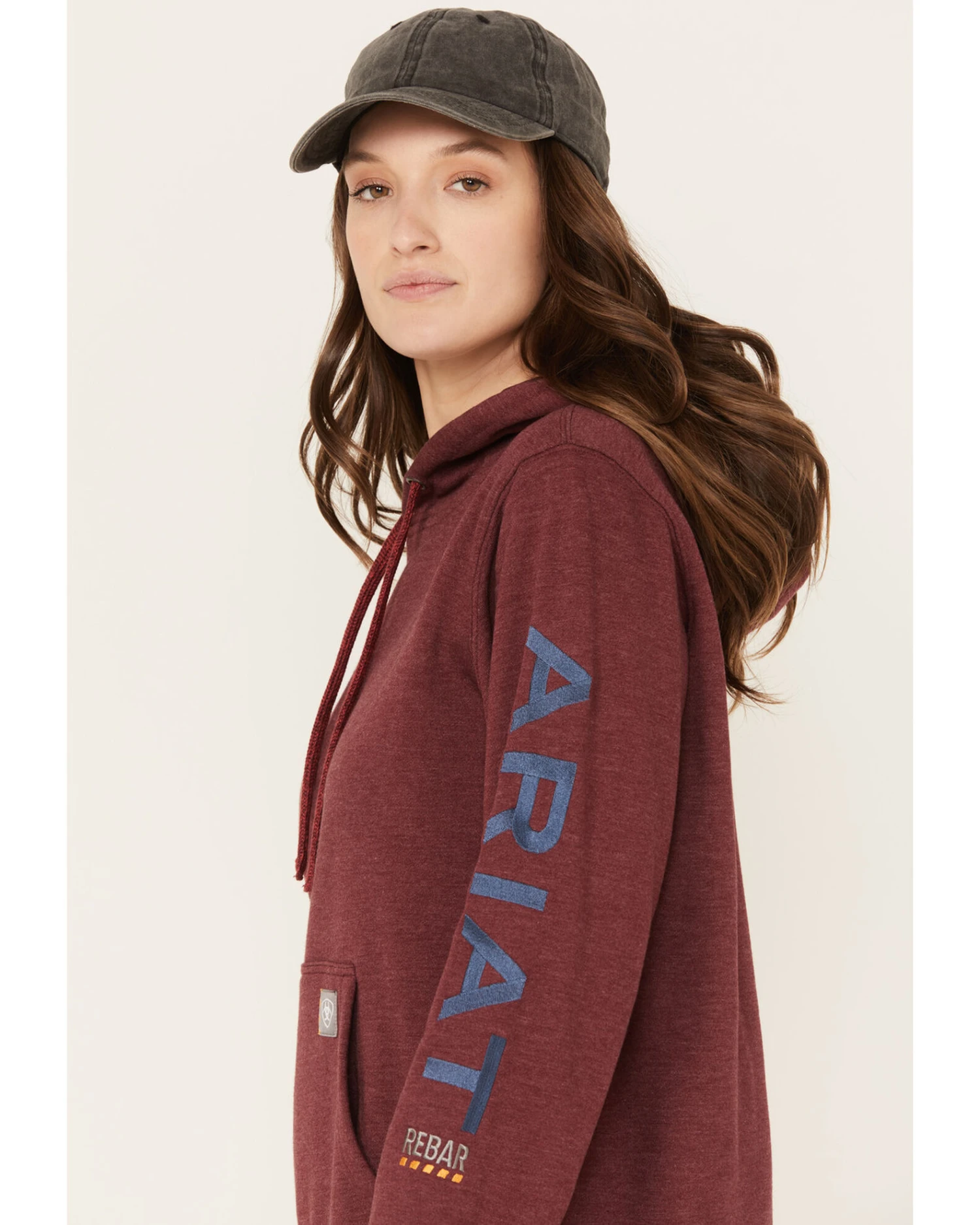 Ariat Women's Rebar Logo Sleeve Graphic Work Hooded Sweatshirt 1 Ariat Women's Rebar Logo Sleeve Graphic Work Hooded Sweatshirt