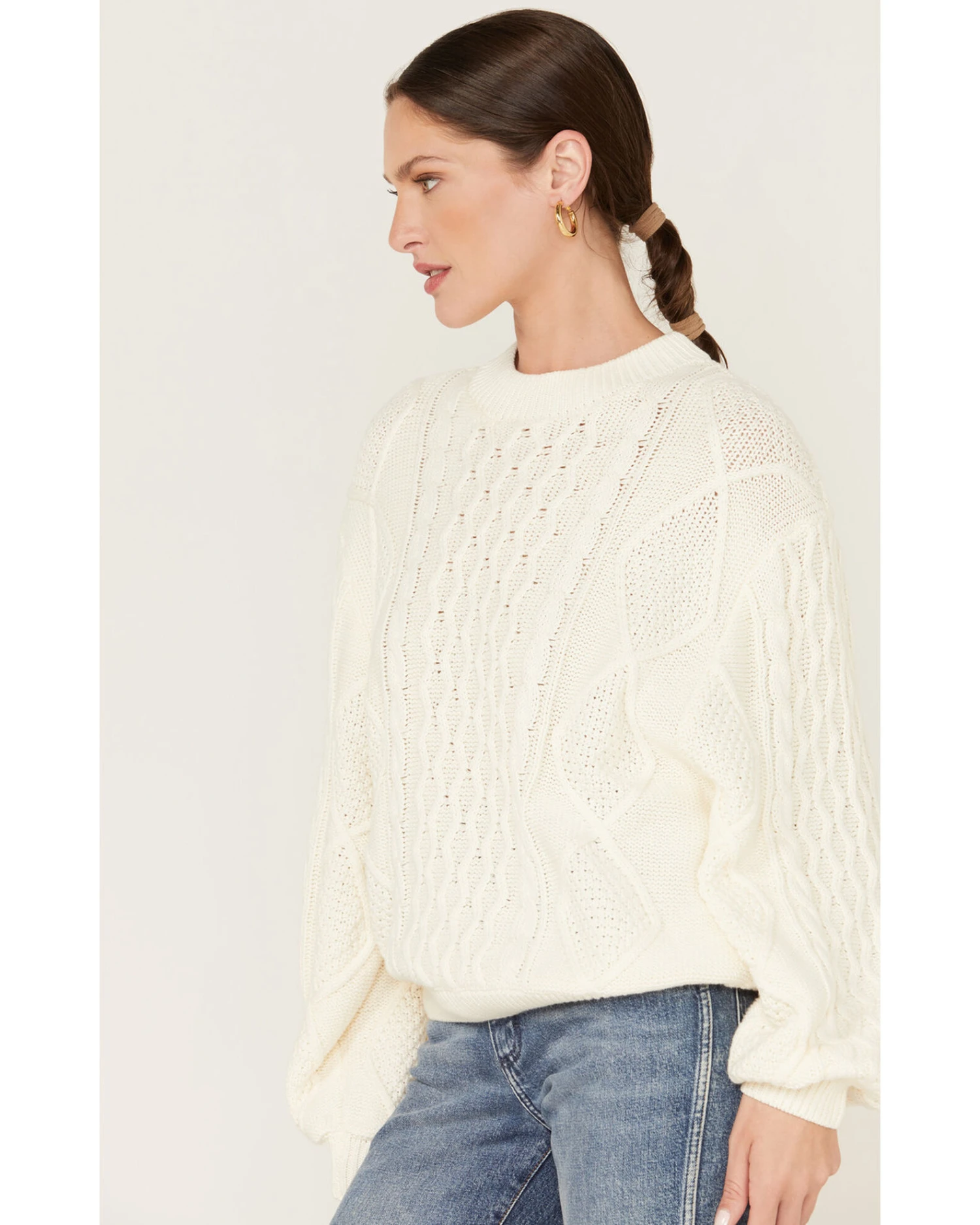 Wrangler Women's Relaxed Cable Knit Sweater 3 Wrangler Women's Relaxed Cable Knit Sweater - Image 3