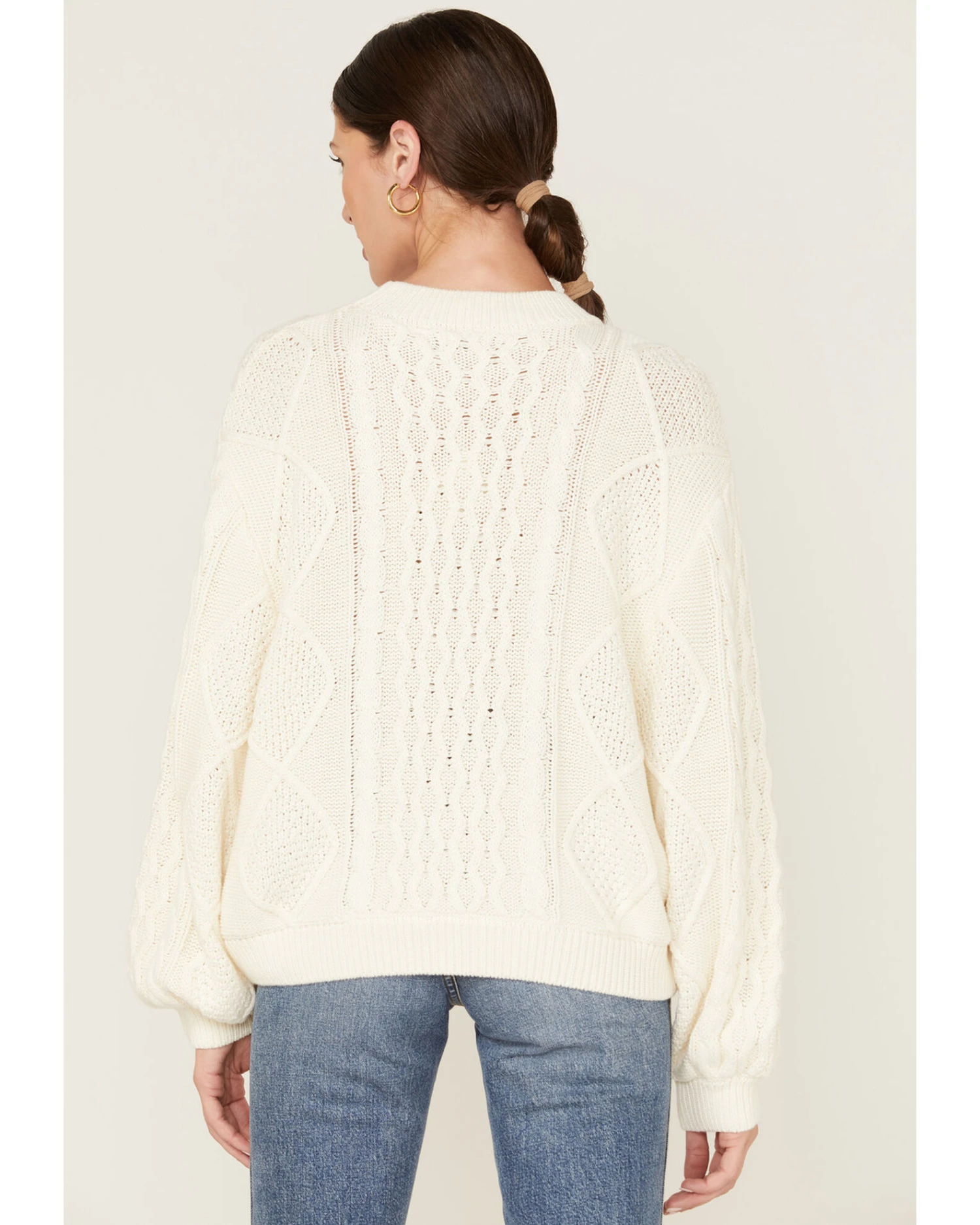 Wrangler Women's Relaxed Cable Knit Sweater 2 Wrangler Women's Relaxed Cable Knit Sweater - Image 2