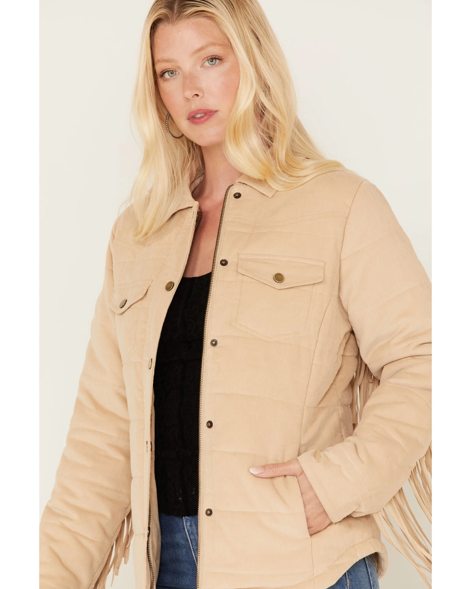 Idyllwind Women's Knox Corduroy Fringe Puffer Jacket 2 Idyllwind Women's Knox Corduroy Fringe Puffer Jacket - Image 2