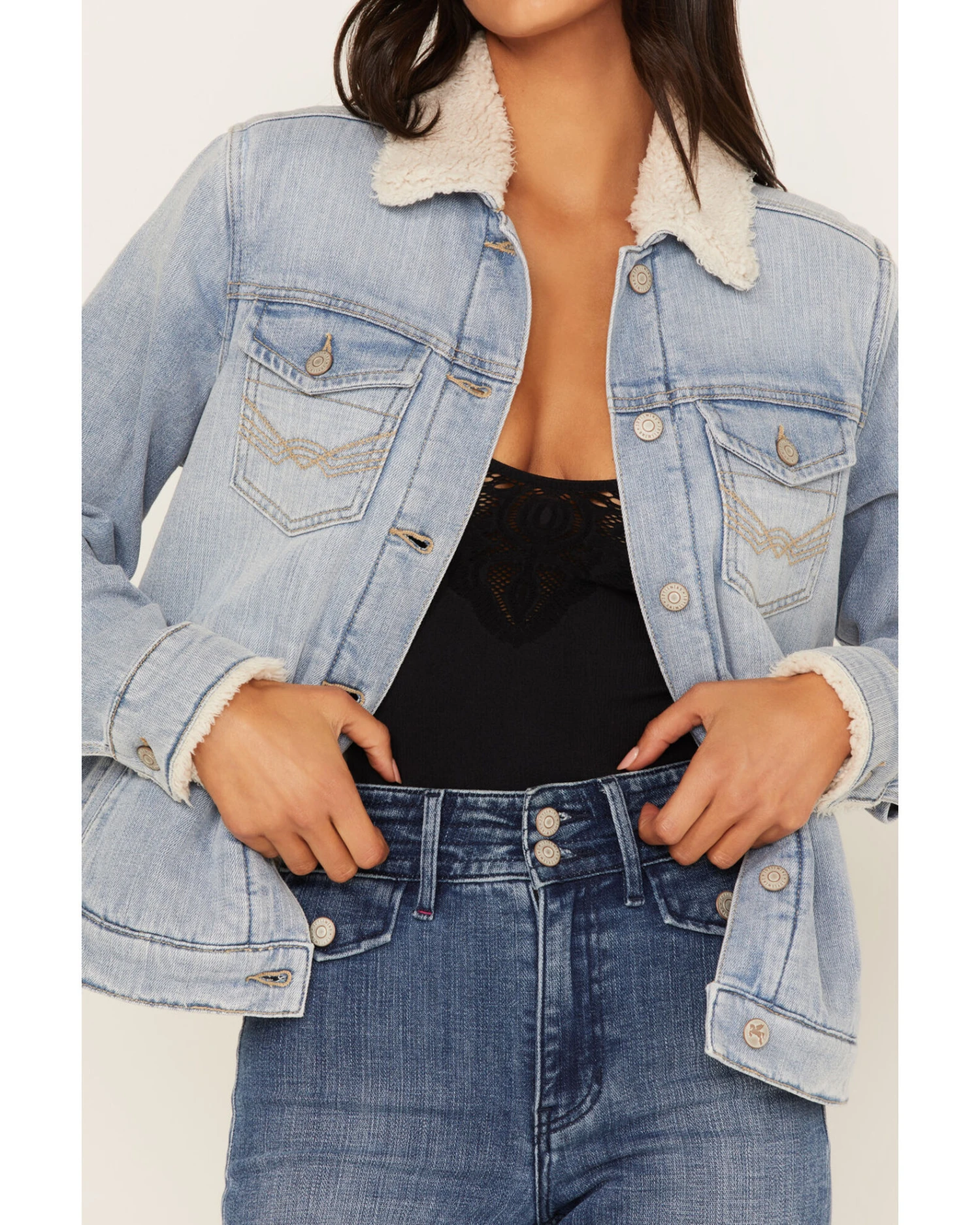 Idyllwind Women's Sherpa Lined Denim Trucker Jacket 1 Idyllwind Women's Sherpa Lined Denim Trucker Jacket