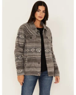 Cruel Girl Women's Striped Geo Print Fleece Trucker Shacket -Ariat || Wrangler || FREE PEOPLE Sales Store 2000373573 001 P1