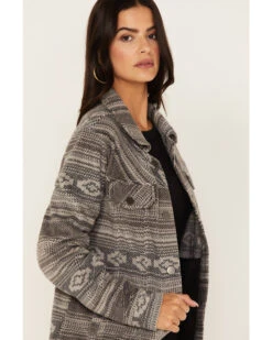 Cruel Girl Women's Striped Geo Print Fleece Trucker Shacket -Ariat || Wrangler || FREE PEOPLE Sales Store 2000373573 001 P2