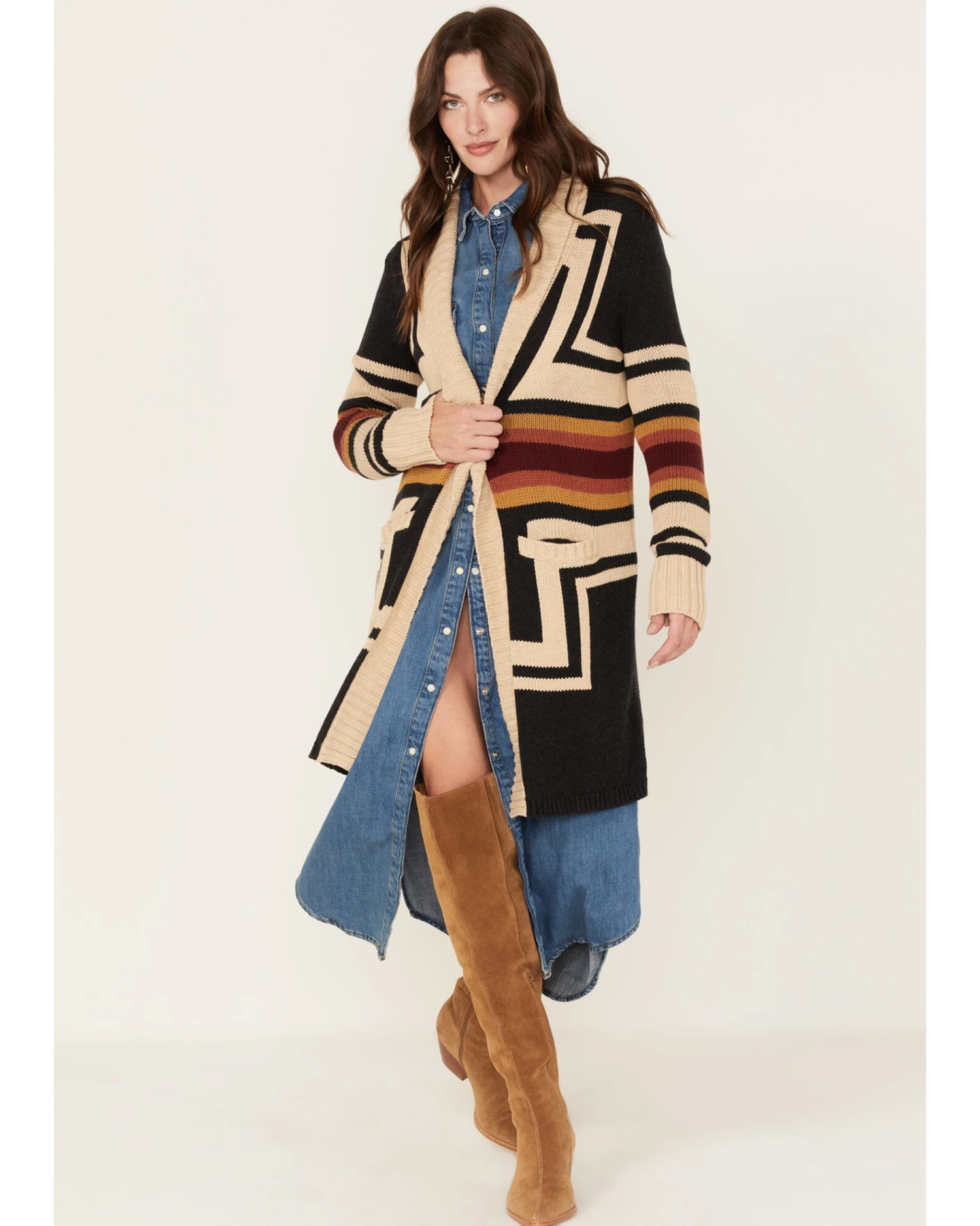 Pendleton Women's Harding Striped Vibrant Pattern Knit Cardigan Sweater 2 Pendleton Women's Harding Striped Vibrant Pattern Knit Cardigan Sweater - Image 2