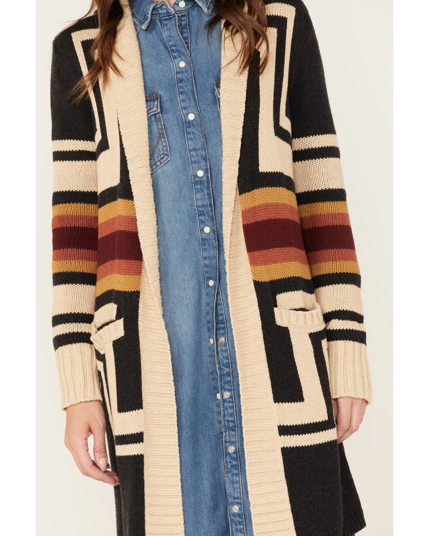 Pendleton Women's Harding Striped Vibrant Pattern Knit Cardigan Sweater 4 Pendleton Women's Harding Striped Vibrant Pattern Knit Cardigan Sweater - Image 4