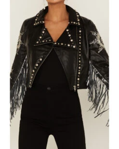 Any Old Iron Women's Silver Star Moto Jacket -Ariat || Wrangler || FREE PEOPLE Sales Store 2000374260 001 P3