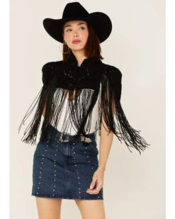 Any Old Iron Women's Beaded Fringe Shrug Cardigan