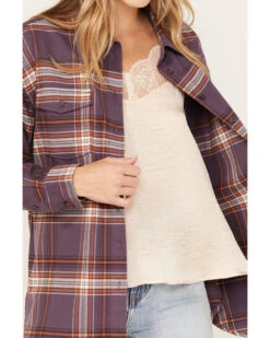Cleo + Wolf Women's Plaid Print Oversized Long Sleeve Flannel Button Down Shirt -Ariat || Wrangler || FREE PEOPLE Sales Store 2000374827 560 P3