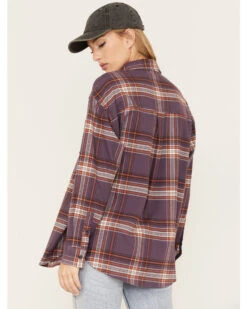 Cleo + Wolf Women's Plaid Print Oversized Long Sleeve Flannel Button Down Shirt -Ariat || Wrangler || FREE PEOPLE Sales Store 2000374827 560 P4