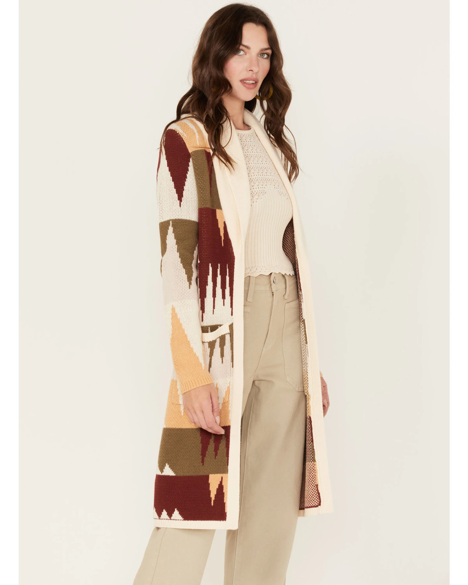 Shyanne Women's Geo Print Duster Cardigan 3 Shyanne Women's Geo Print Duster Cardigan - Image 3