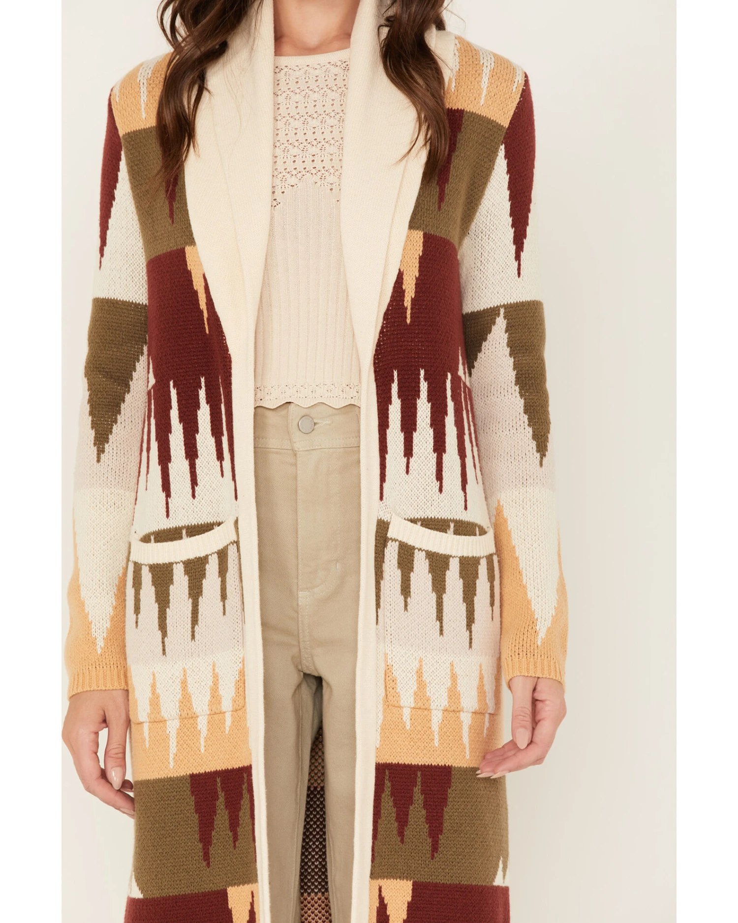 Shyanne Women's Geo Print Duster Cardigan 1 Shyanne Women's Geo Print Duster Cardigan