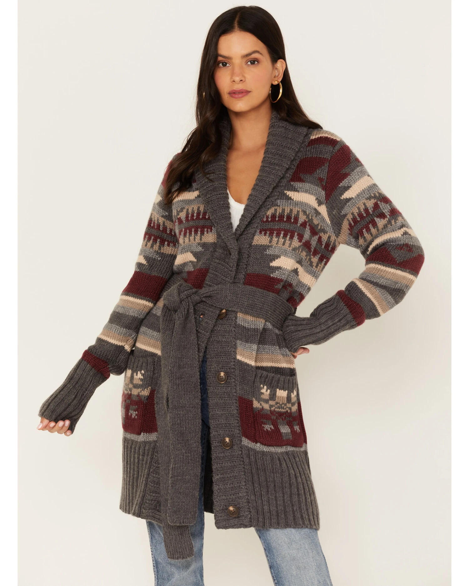 Stetson Women's Southwestern Knit Long Cardigan Sweater 2 Stetson Women's Southwestern Knit Long Cardigan Sweater - Image 2