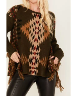 Cotton & Rye Women's Southwestern Print Knit Sweater -Ariat || Wrangler || FREE PEOPLE Sales Store 2000378263 341 P3