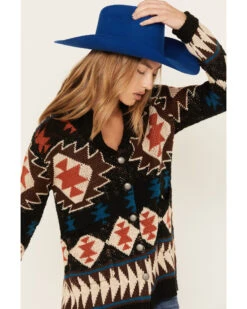 Cotton & Rye Women's Southwestern Print Knit Cardigan Sweater