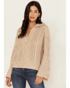 Revel Women's Cable Knit Collared Fringe Sweater -Ariat || Wrangler || FREE PEOPLE Sales Store 2000378775 104 P1