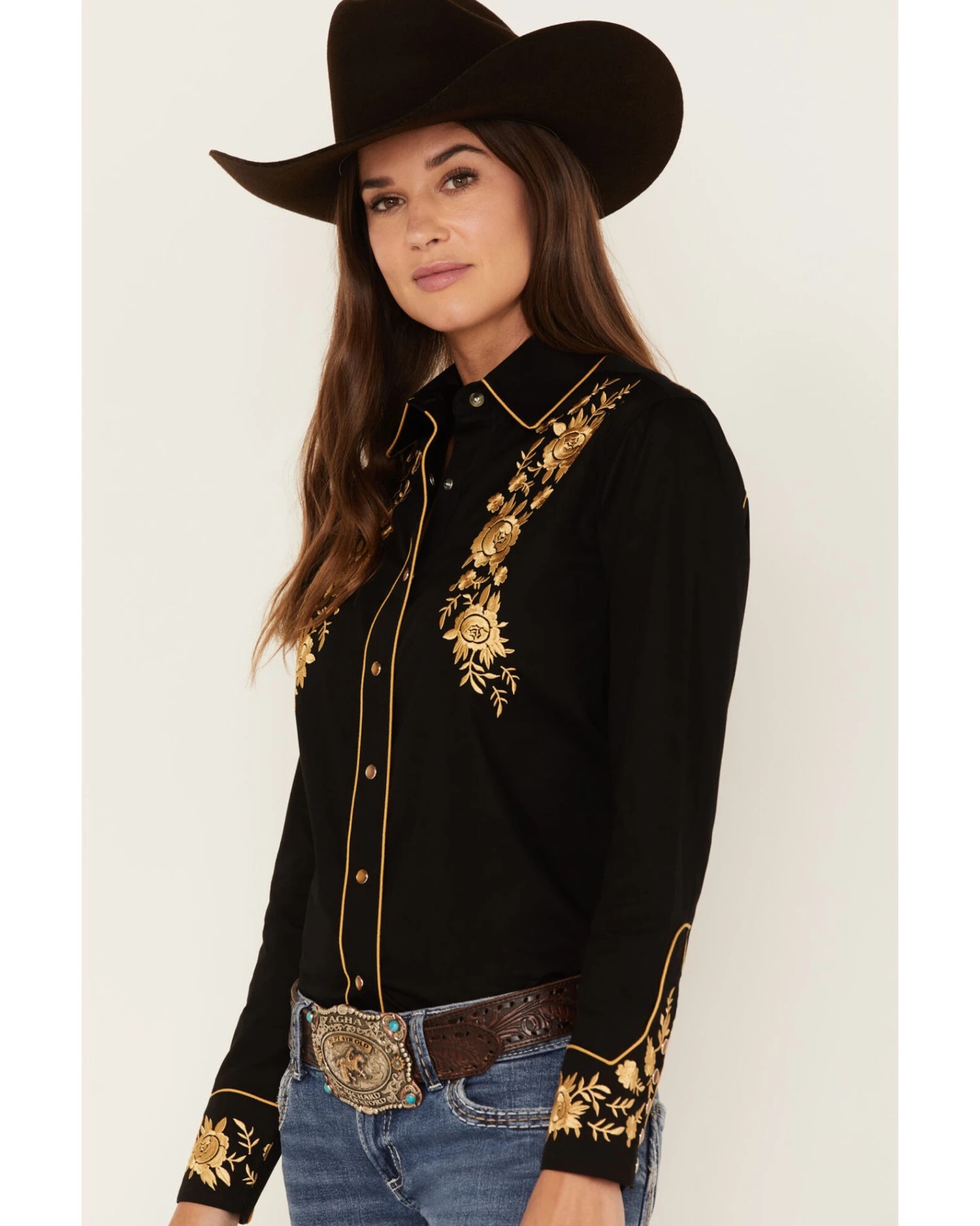 Rockmount Ranchwear Women's Cascading Embroidered Floral Print Long Sleeve Western Shirt 4 Rockmount Ranchwear Women's Cascading Embroidered Floral Print Long Sleeve Western Shirt - Image 4
