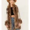 Shyanne Women's Southwestern Knit Faux Fur Trim Cardigan