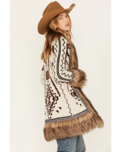 Shyanne Women's Southwestern Knit Faux Fur Trim Cardigan -Ariat || Wrangler || FREE PEOPLE Sales Store 2000380627 295 P4