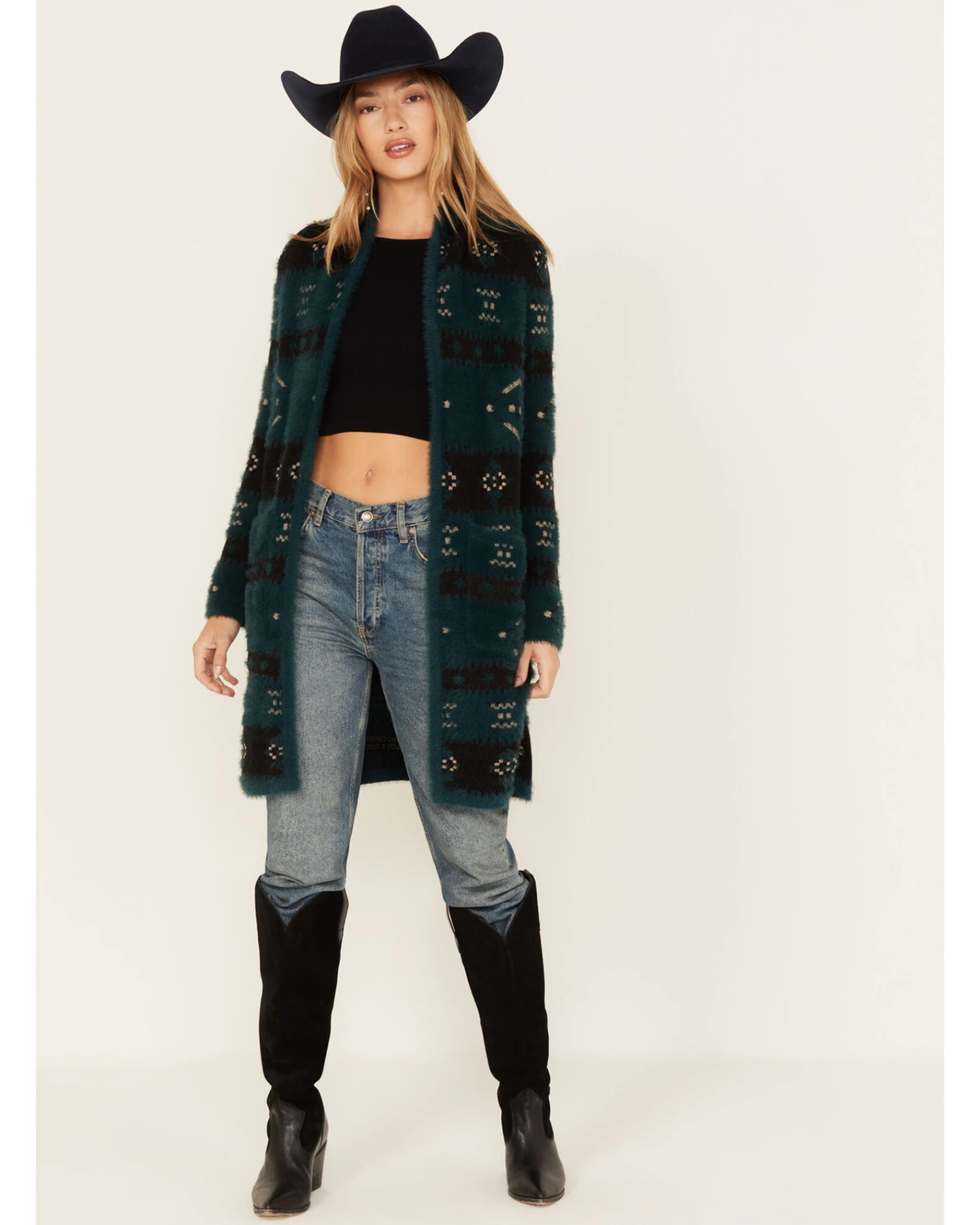 Shyanne Women's Southwestern Eyelash Knit Cardigan 1 Shyanne Women's Southwestern Eyelash Knit Cardigan