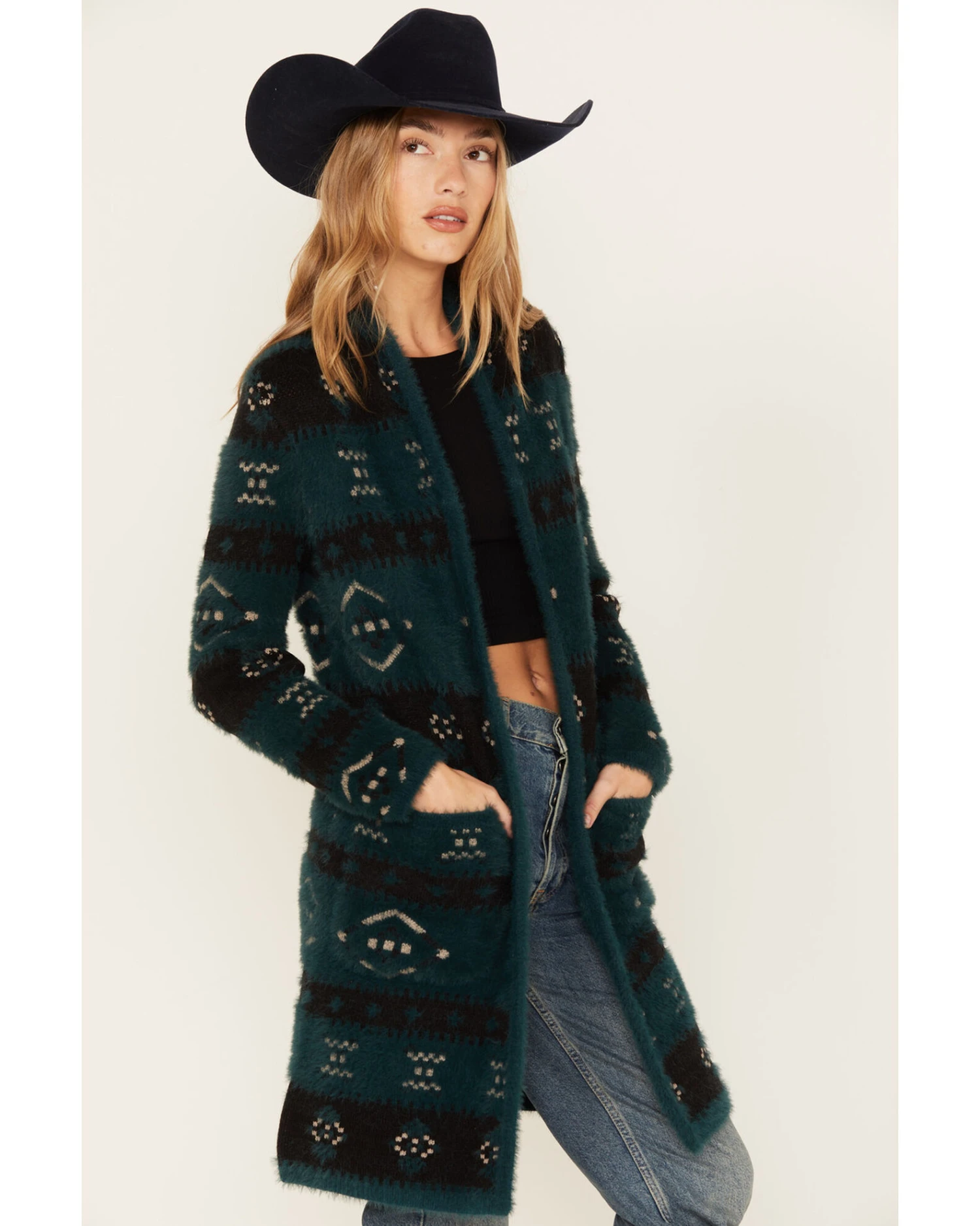 Shyanne Women's Southwestern Eyelash Knit Cardigan 4 Shyanne Women's Southwestern Eyelash Knit Cardigan - Image 4