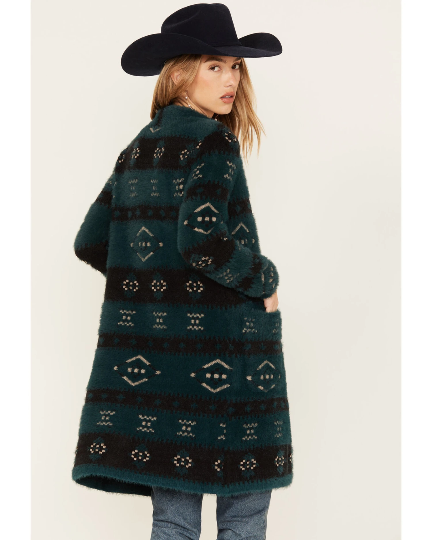 Shyanne Women's Southwestern Eyelash Knit Cardigan 2 Shyanne Women's Southwestern Eyelash Knit Cardigan - Image 2