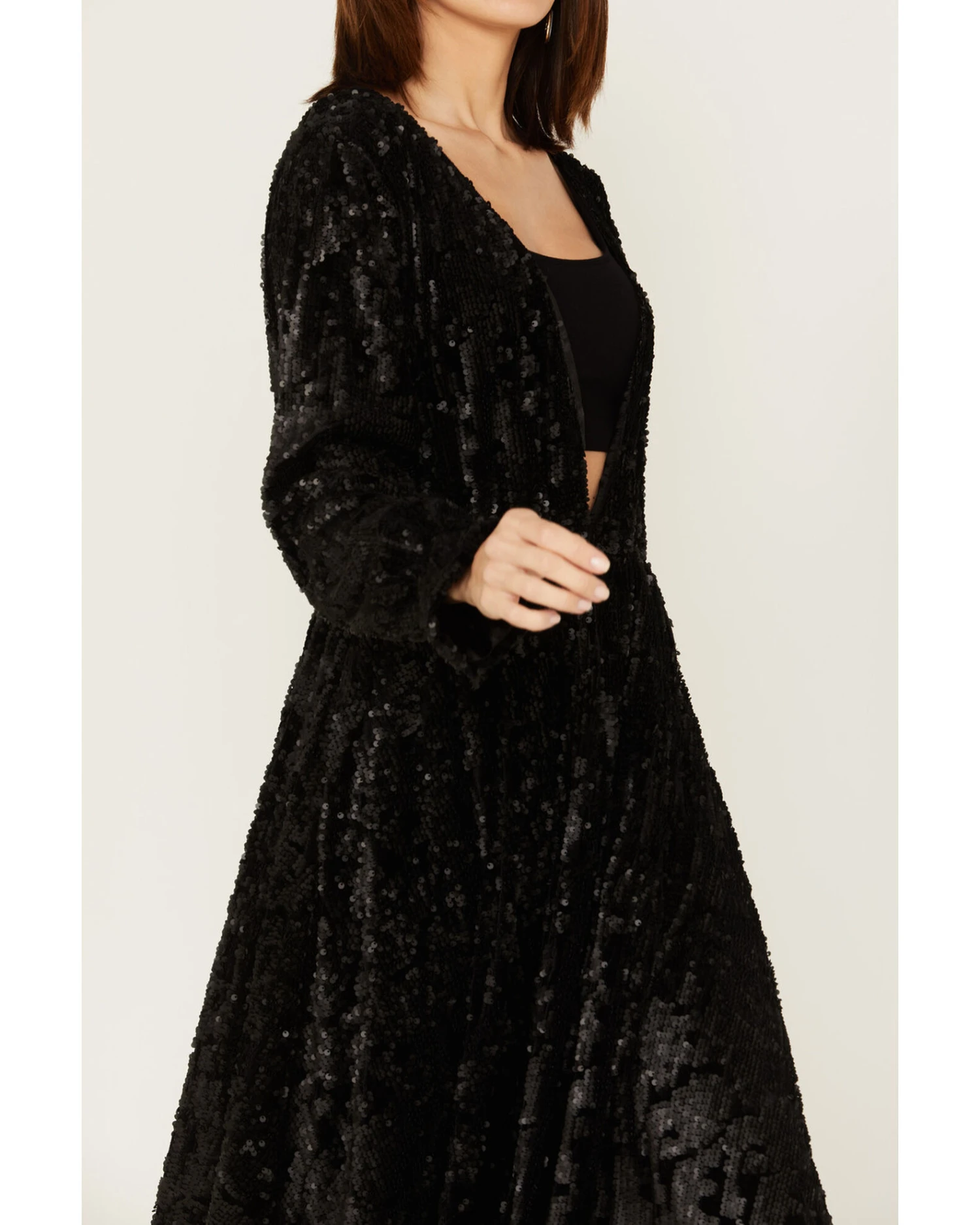 Shyanne Women's Velvet Sequin Duster 1 Shyanne Women's Velvet Sequin Duster