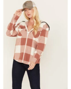 Cleo + Wolf Women's Buffalor Plaid Print Hooded Flannel Shirt -Ariat || Wrangler || FREE PEOPLE Sales Store 2000380772 200 P1