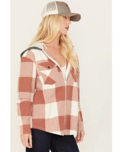 Cleo + Wolf Women's Buffalor Plaid Print Hooded Flannel Shirt