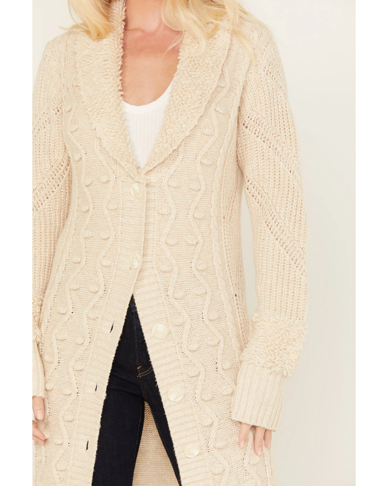 Cleo + Wolf Women's Boucle & Cable Knit Duster 4 Cleo + Wolf Women's Boucle & Cable Knit Duster - Image 4