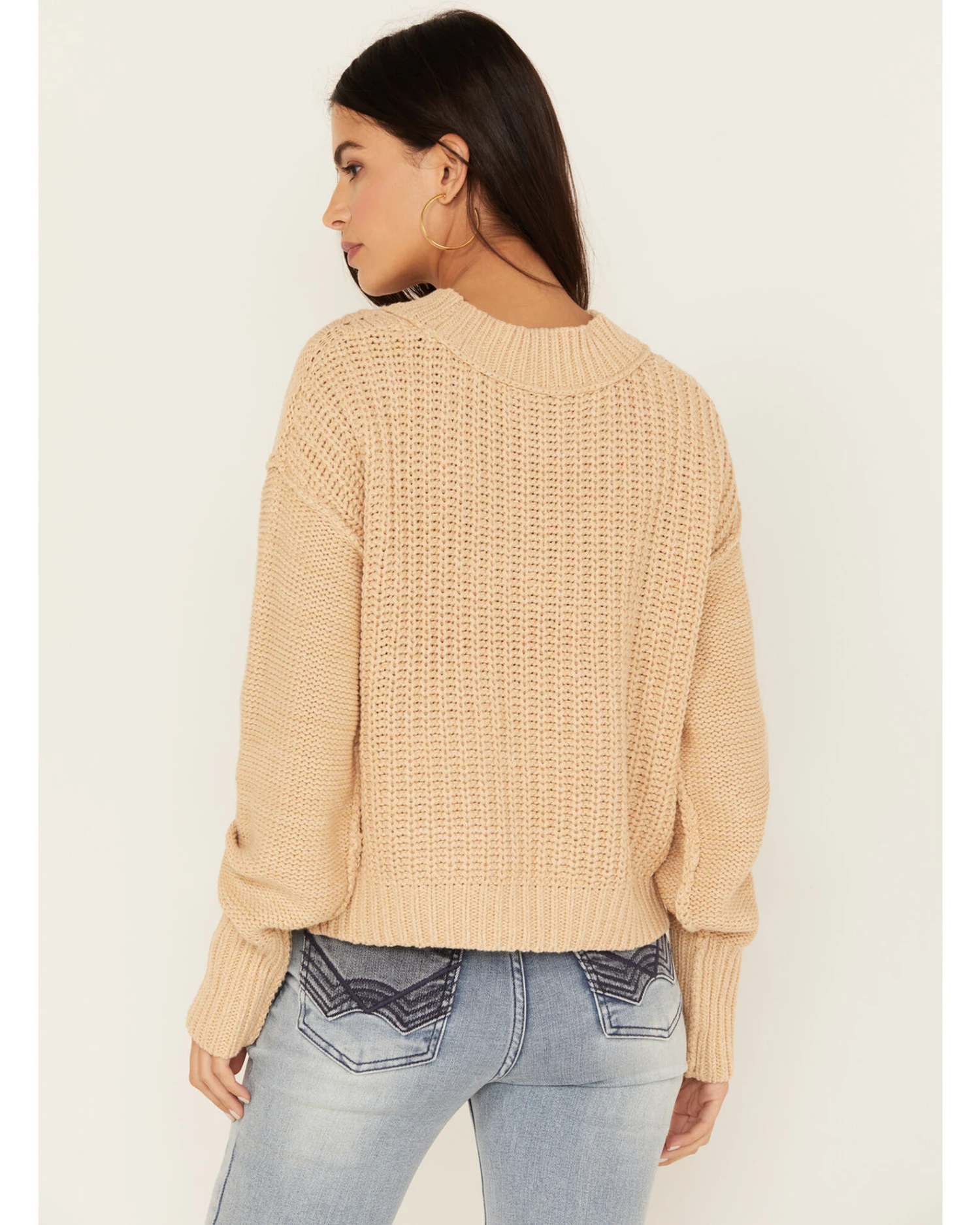 Free People Women's Sandcastle Bell Song Knit Sweater 1 Free People Women's Sandcastle Bell Song Knit Sweater