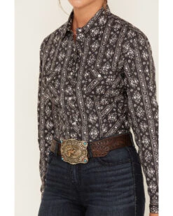 Rough Stock By Panhandle Women's Southwestern Print Long Sleeve Pearl Snap Western Shirt -Ariat || Wrangler || FREE PEOPLE Sales Store 2000381074 001 P3