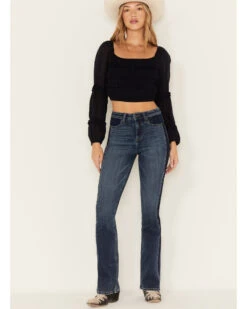 Idyllwind Women's Holland Medium Wash Contrast Panels High Risin' Stretch Bootcut Jeans -Ariat || Wrangler || FREE PEOPLE Sales Store 2000381389 414 P1