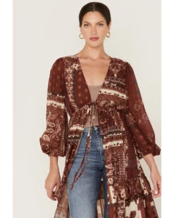 Flying Tomato Women's Floral Print Patchwork Duster Dress -Ariat || Wrangler || FREE PEOPLE Sales Store 2000381468 640 P2