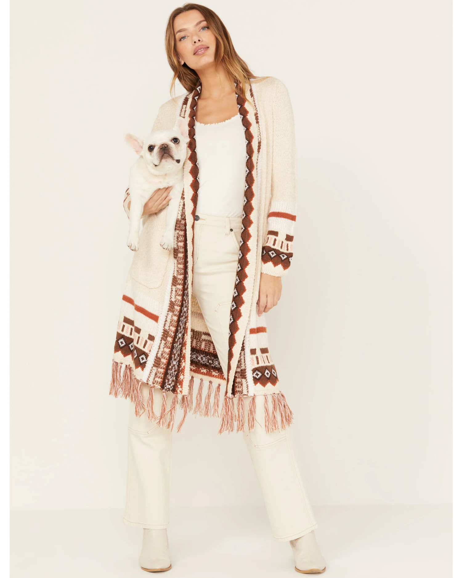 Shyanne Women's Southwestern Border Knit Maxi Cardigan 3 Shyanne Women's Southwestern Border Knit Maxi Cardigan - Image 3