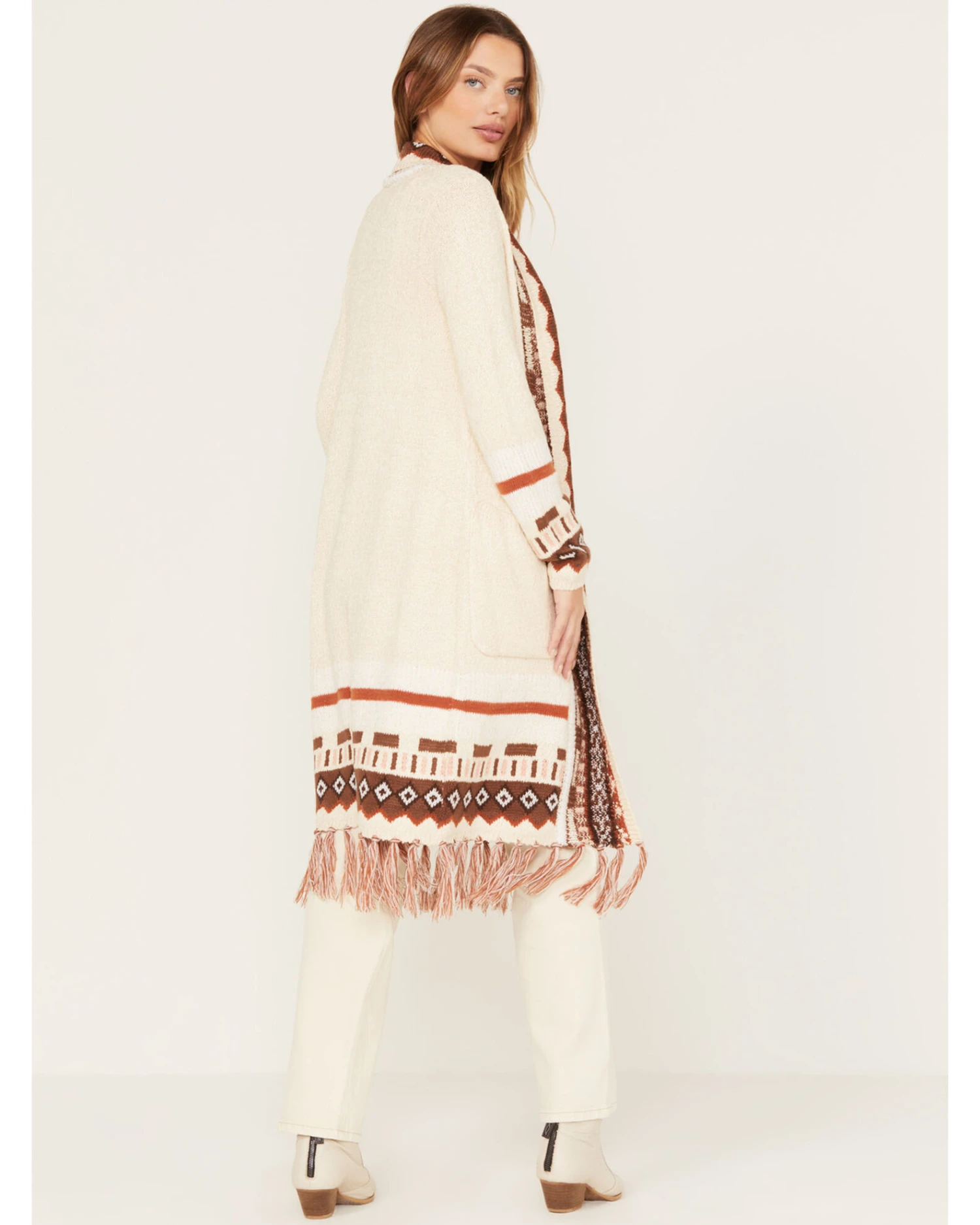 Shyanne Women's Southwestern Border Knit Maxi Cardigan 2 Shyanne Women's Southwestern Border Knit Maxi Cardigan - Image 2