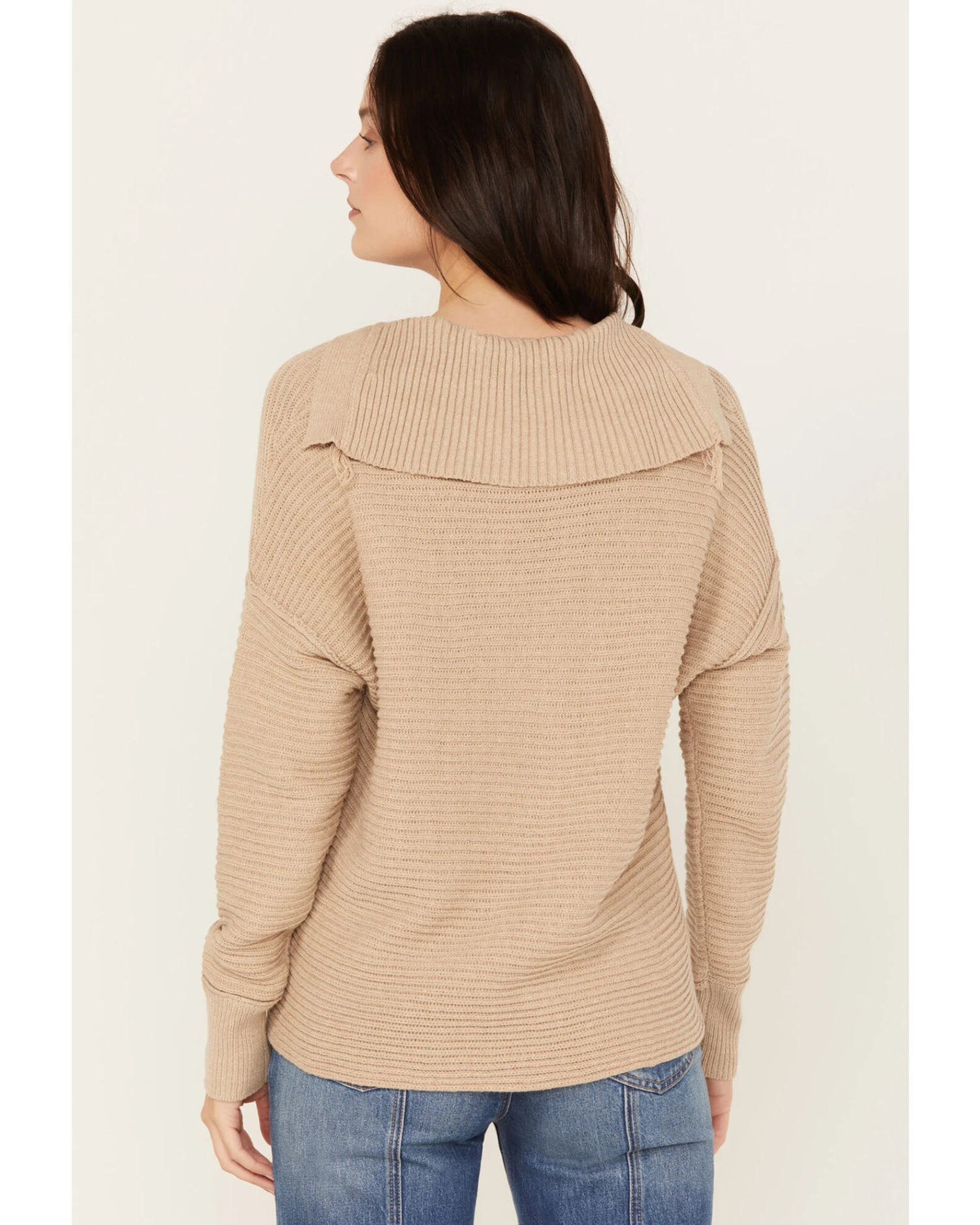 Cleo + Wolf Women's Drop Shoulder Ribbed Sweater 3 Cleo + Wolf Women's Drop Shoulder Ribbed Sweater - Image 3