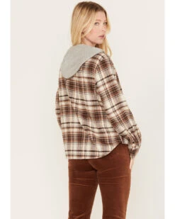 Cleo + Wolf Women's Tau Plaid Print Hooded Flannel Long Sleeve Shirt -Ariat || Wrangler || FREE PEOPLE Sales Store 2000382956 251 P4