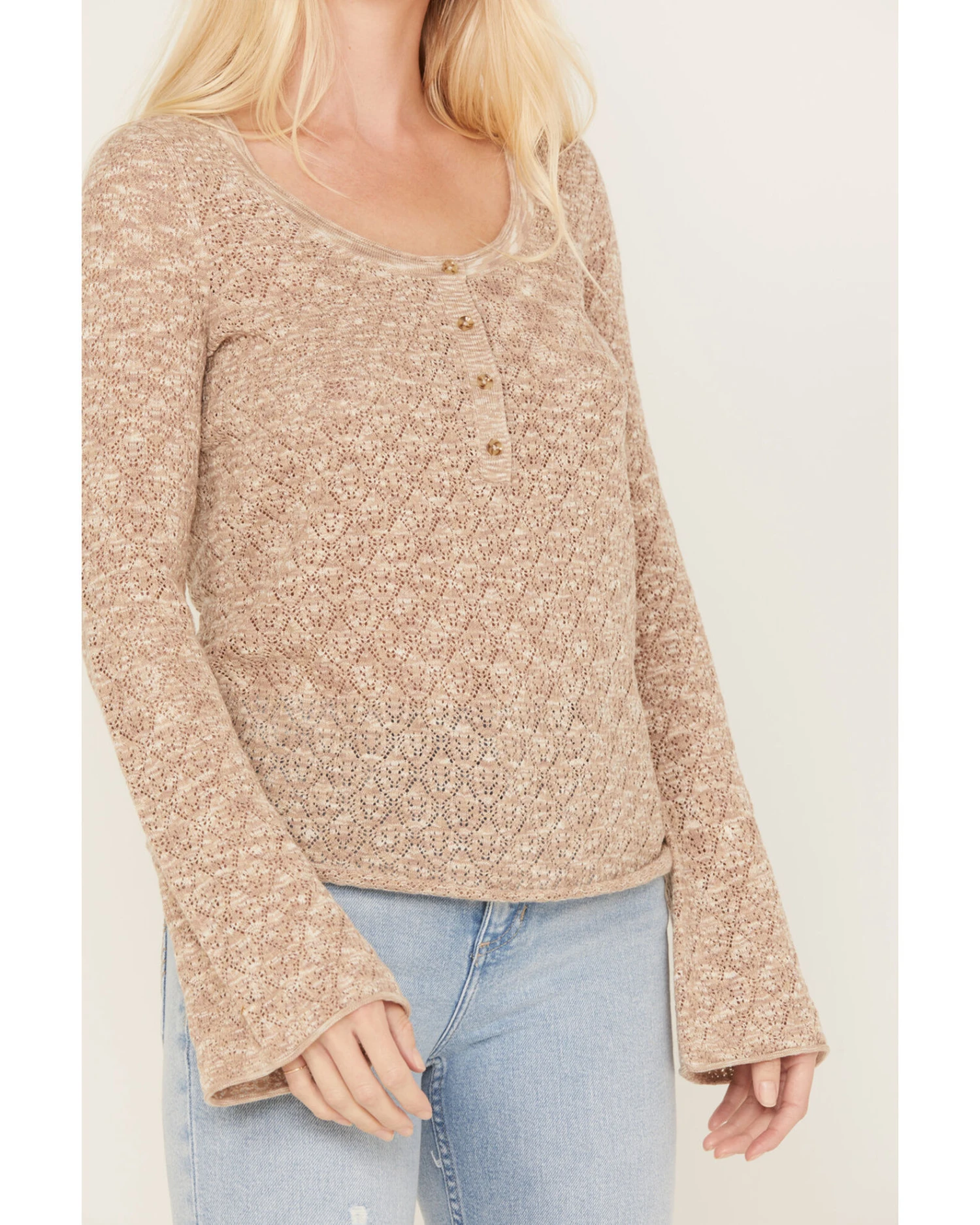 Idyllwind Women's Ranger Pointelle Henley Long Sleeve Shirt 2 Idyllwind Women's Ranger Pointelle Henley Long Sleeve Shirt - Image 2