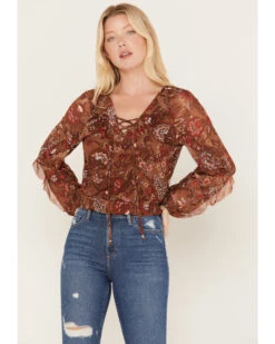 Idyllwind Women's McCoy Meshed Lace-Up Top 7 Idyllwind Women's McCoy Meshed Lace-Up Top -Ariat || Wrangler || FREE PEOPLE Sales Store 2000383117 200 P1