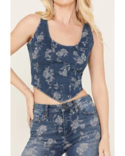 Idyllwind Women's Floral Drive Jacquard Denim Corset Top -Ariat || Wrangler || FREE PEOPLE Sales Store 2000383132 415 P3