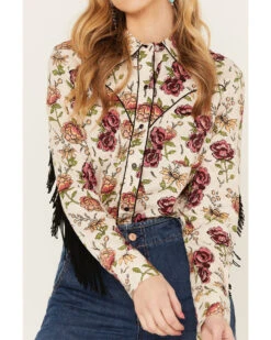 Rock & Roll Denim Women's Fringe Floral Long Sleeve Western Shirt 6 Rock & Roll Denim Women's Fringe Floral Long Sleeve Western Shirt -Ariat || Wrangler || FREE PEOPLE Sales Store 2000384988 110 P3