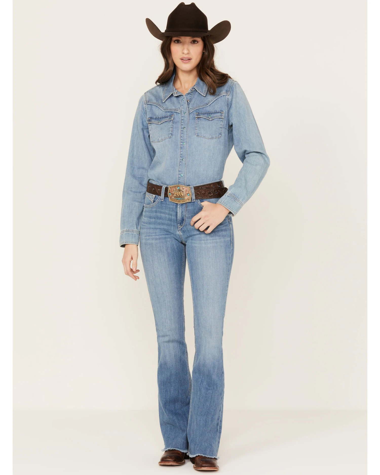 Ariat Women's Medium Wash R.E.A.L High Rise Annie Flare Jeans 3 Ariat Women's Medium Wash R.E.A.L High Rise Annie Flare Jeans - Image 3