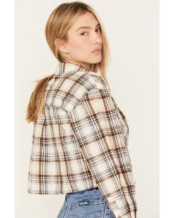 Cleo + Wolf Women's Plaid Print Cropped Shirt -Ariat || Wrangler || FREE PEOPLE Sales Store 2000386562 110 P4