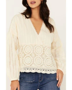 Miss Me Women's Crochet Long Sleeve Top -Ariat || Wrangler || FREE PEOPLE Sales Store 2000387327 110 P3